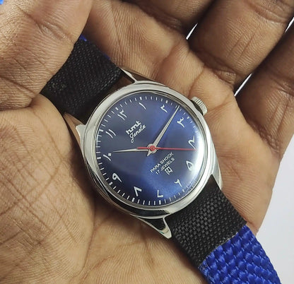 HMT Janata Arabic Dial Blue Color Handwinding Watch Discover-Diamonds