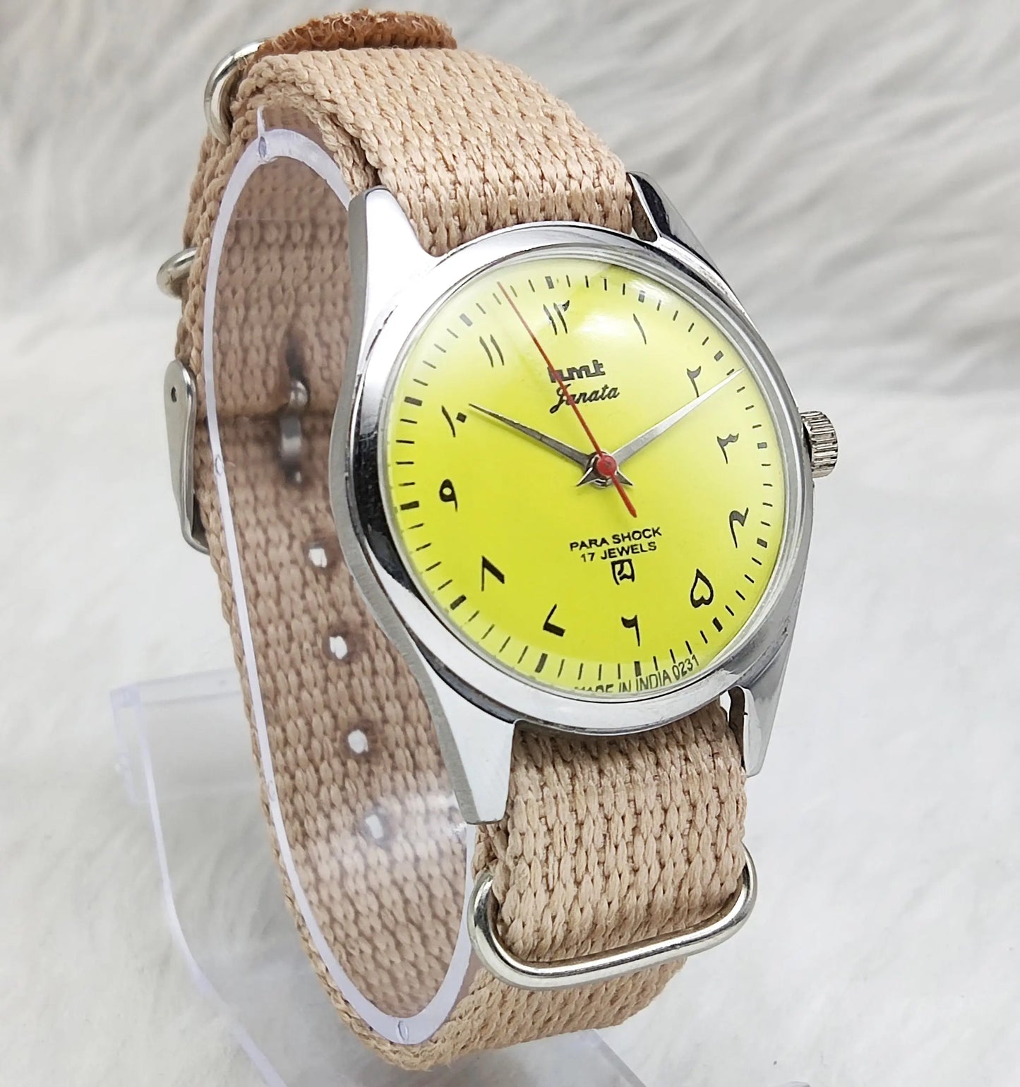 HMT Janata Arabic Font Lemon Color Dial Handwinding 17 Jewels