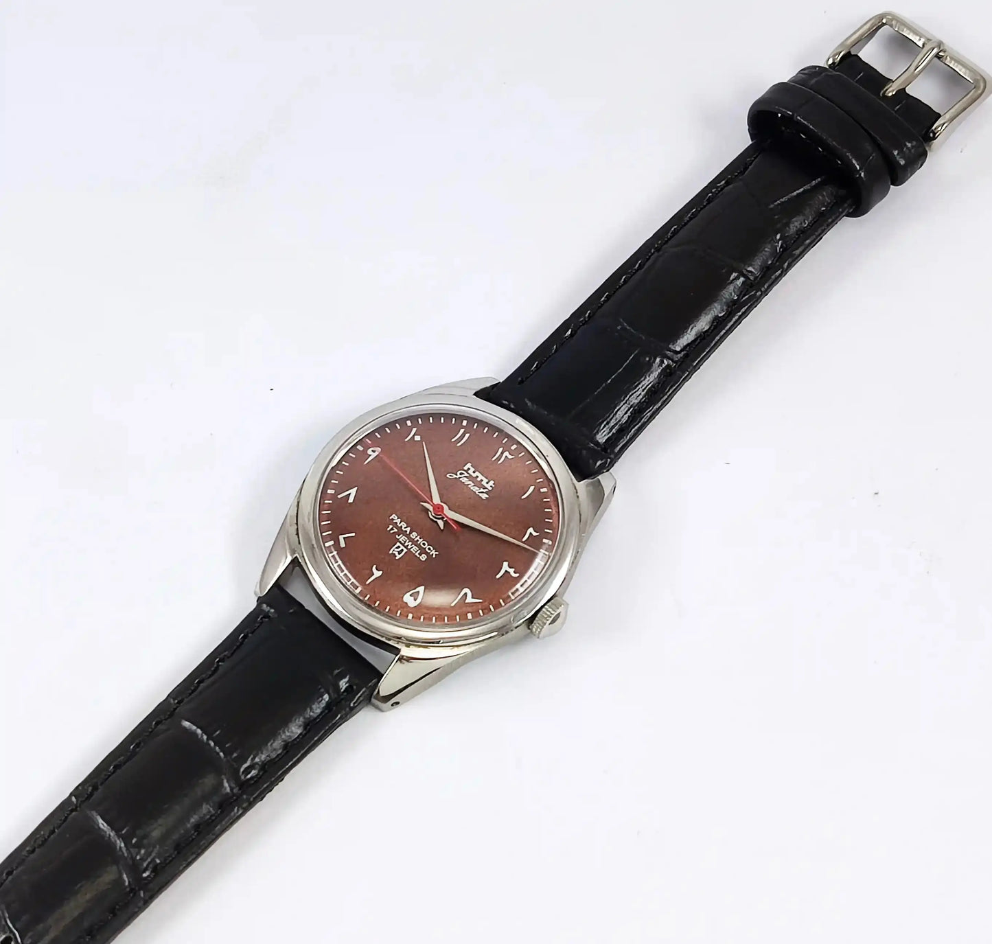 HMT Janata Arabic Font Para Shock 17 Jewels Brown Dial Handwinding Discover-Diamonds Physical