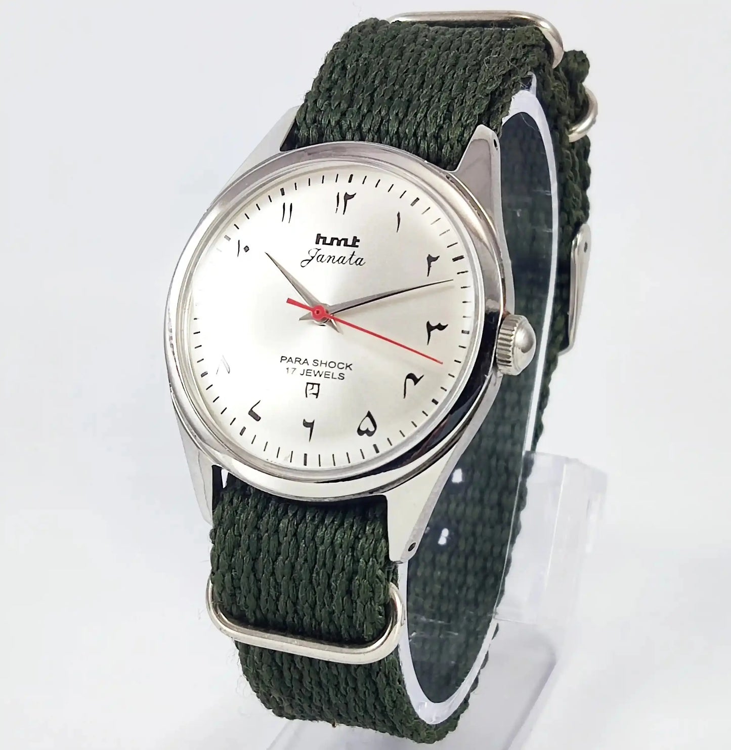 HMT Janata Arabic Font Para Shock 17 Jewels Gray Silver Dial Discover-Diamonds Physical