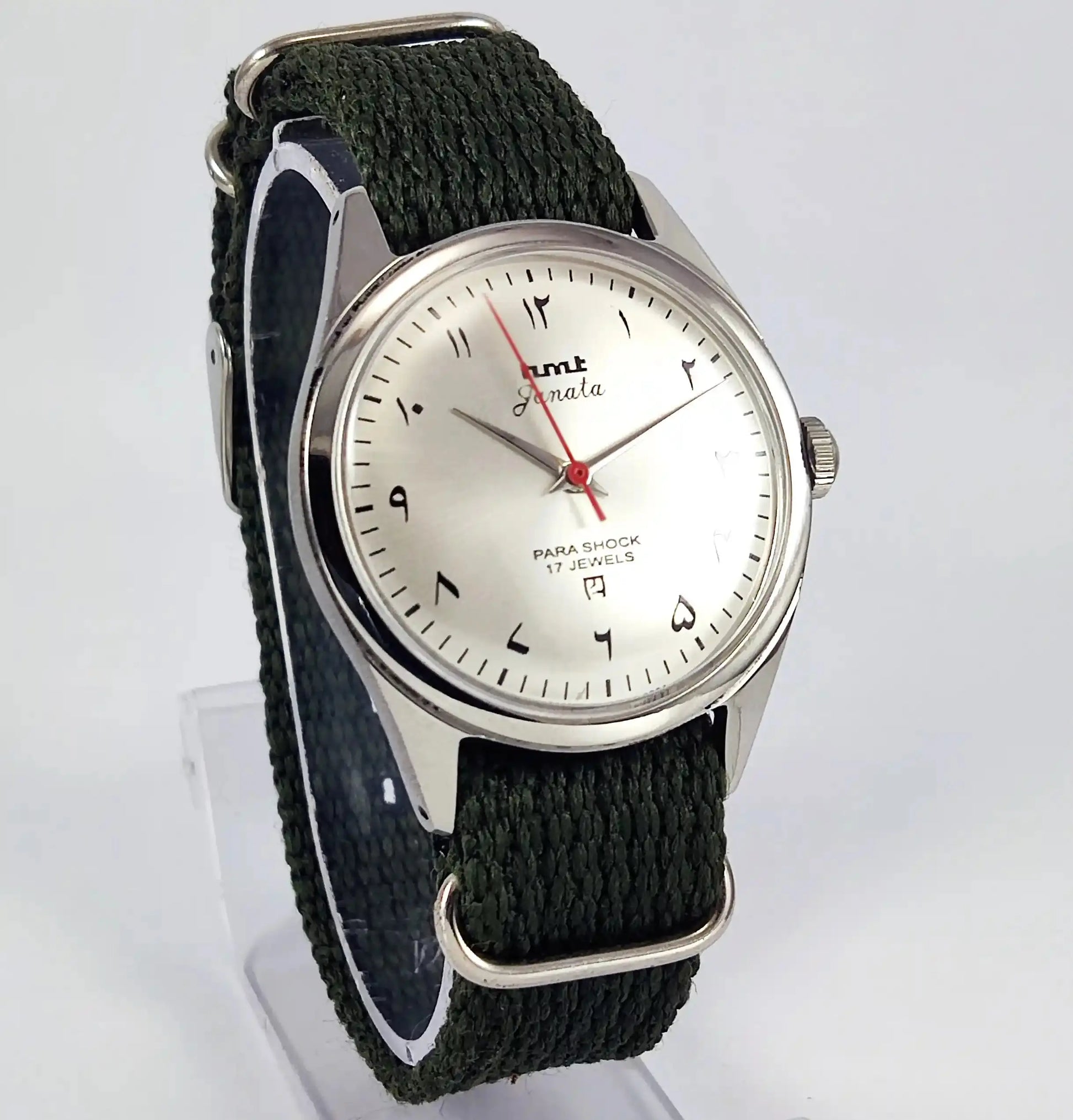 HMT Janata Arabic Font Para Shock 17 Jewels Gray Silver Dial Discover-Diamonds Physical