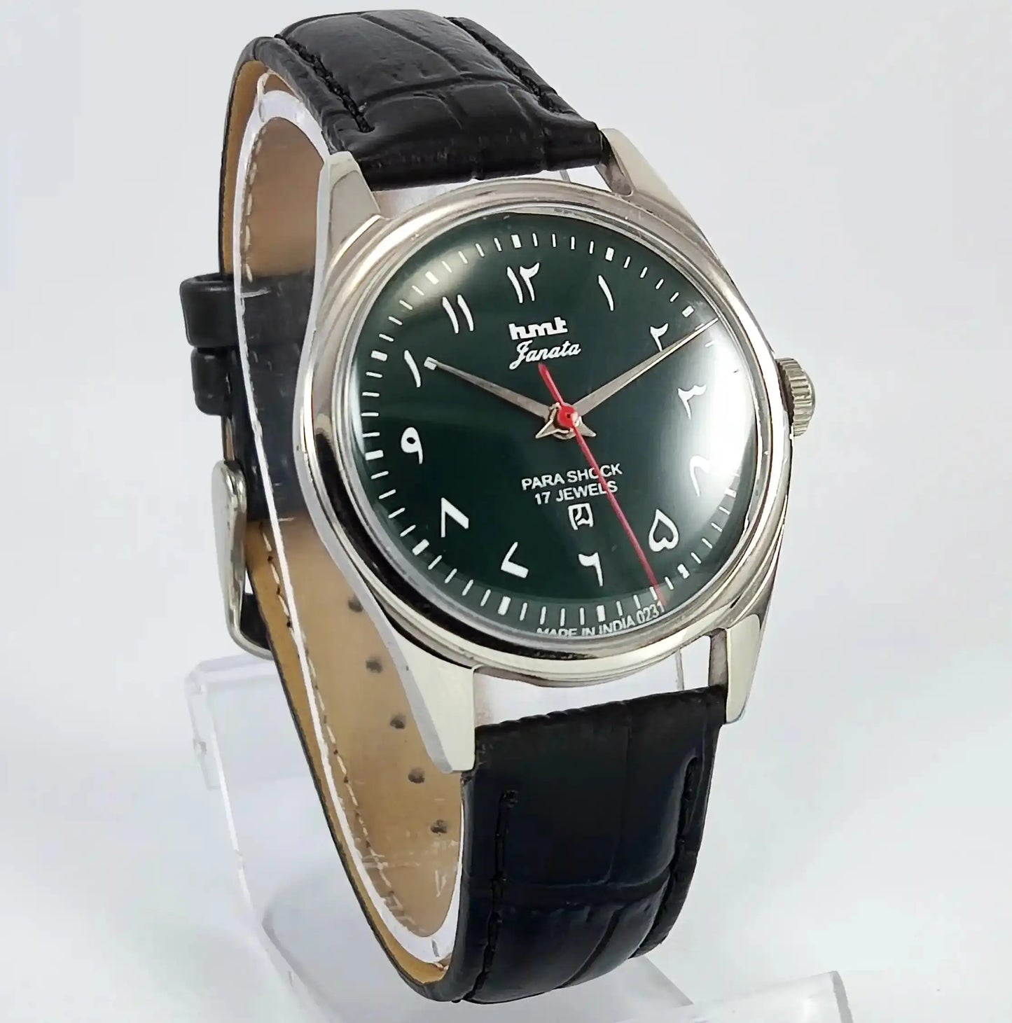 HMT Janata Arabic Font Para Shock 17 Jewels Green Dial Handwinding Discover-Diamonds Physical