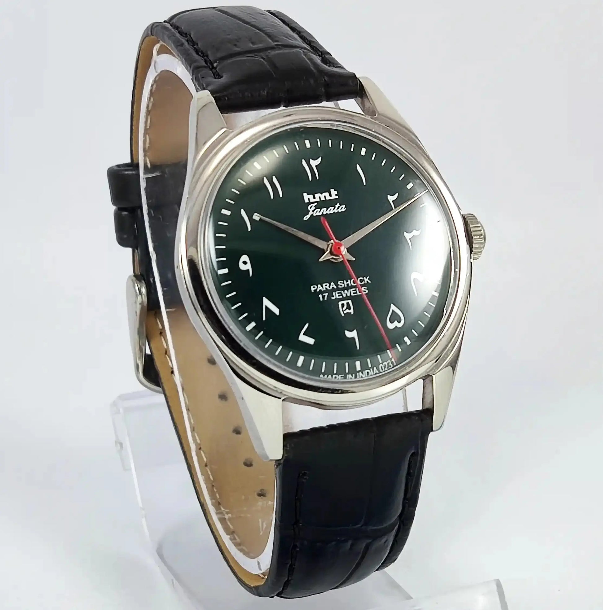 HMT Janata Arabic Font Para Shock 17 Jewels Green Dial Handwinding Discover-Diamonds Physical