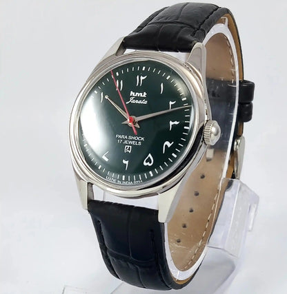 HMT Janata Arabic Font Para Shock 17 Jewels Green Dial Handwinding Discover-Diamonds Physical