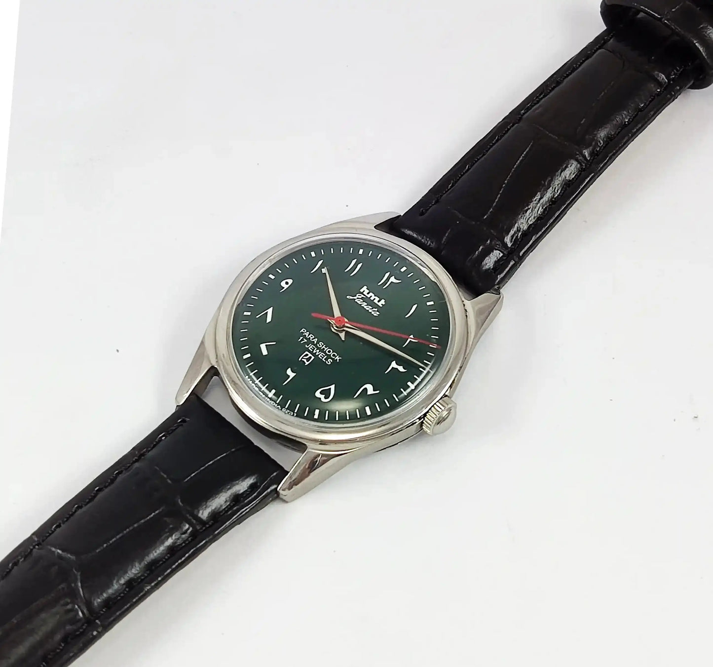 HMT Janata Arabic Font Para Shock 17 Jewels Green Dial Handwinding Discover-Diamonds Physical