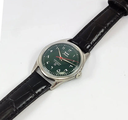HMT Janata Arabic Font Para Shock 17 Jewels Green Dial Handwinding Discover-Diamonds Physical