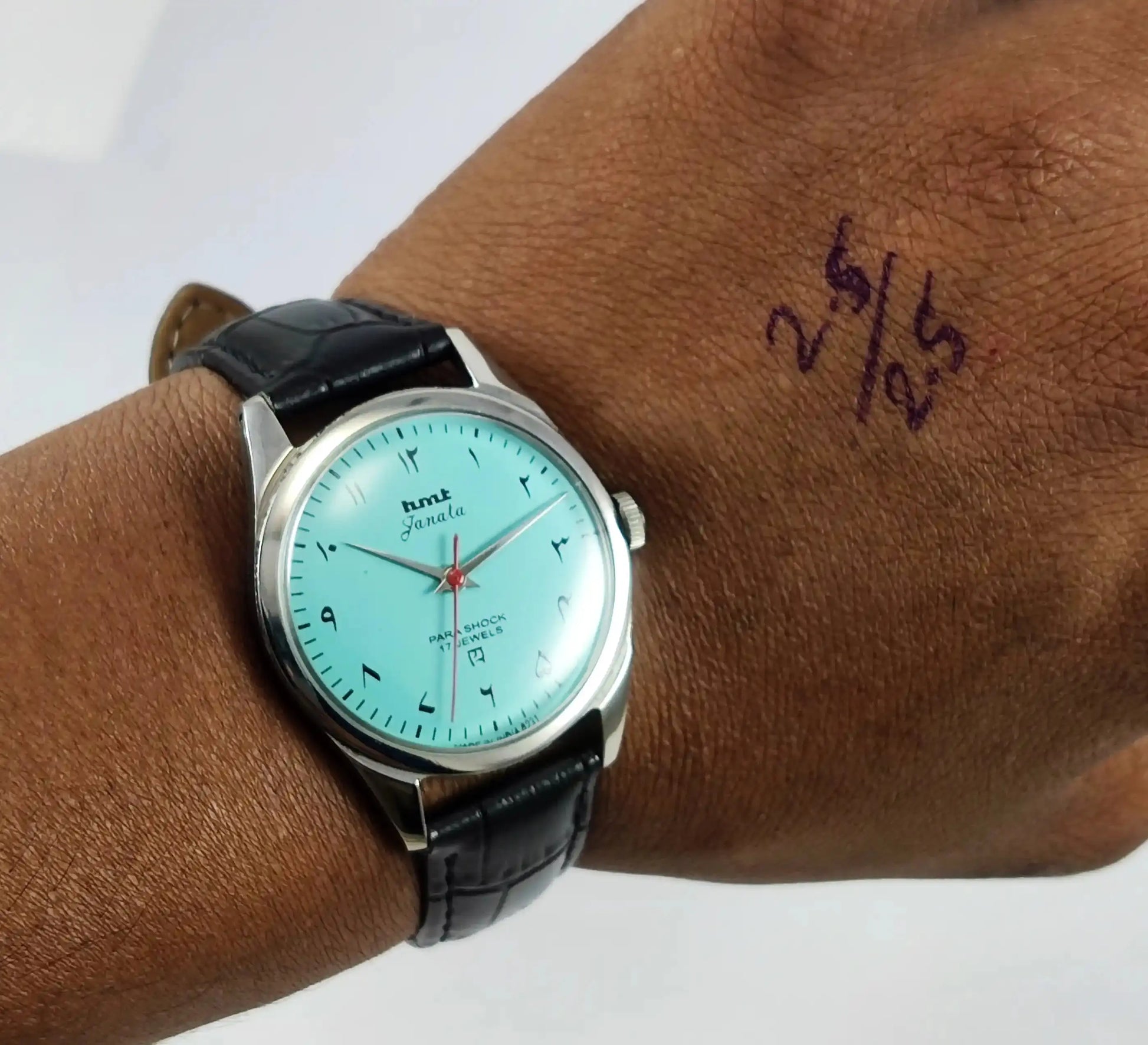 HMT Janata Arabic Font Para Shock 17 Jewels Turquoise Dial Handwinding Discover-Diamonds Physical