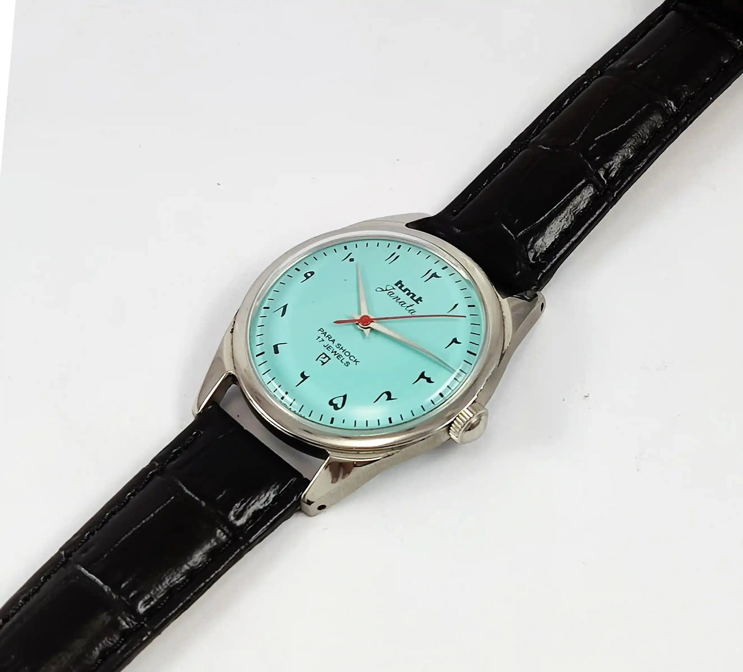 HMT Janata Arabic Font Para Shock 17 Jewels Turquoise Dial Handwinding Discover-Diamonds Physical