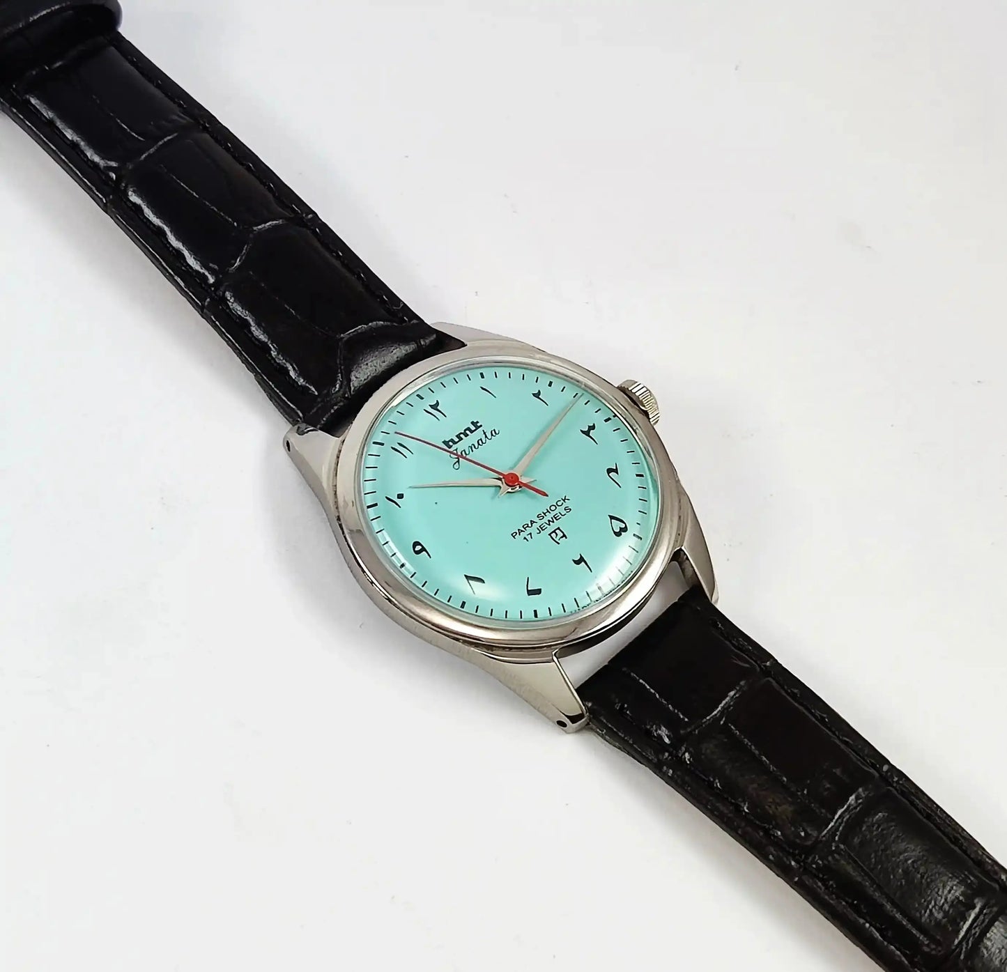 HMT Janata Arabic Font Para Shock 17 Jewels Turquoise Dial Handwinding Discover-Diamonds Physical