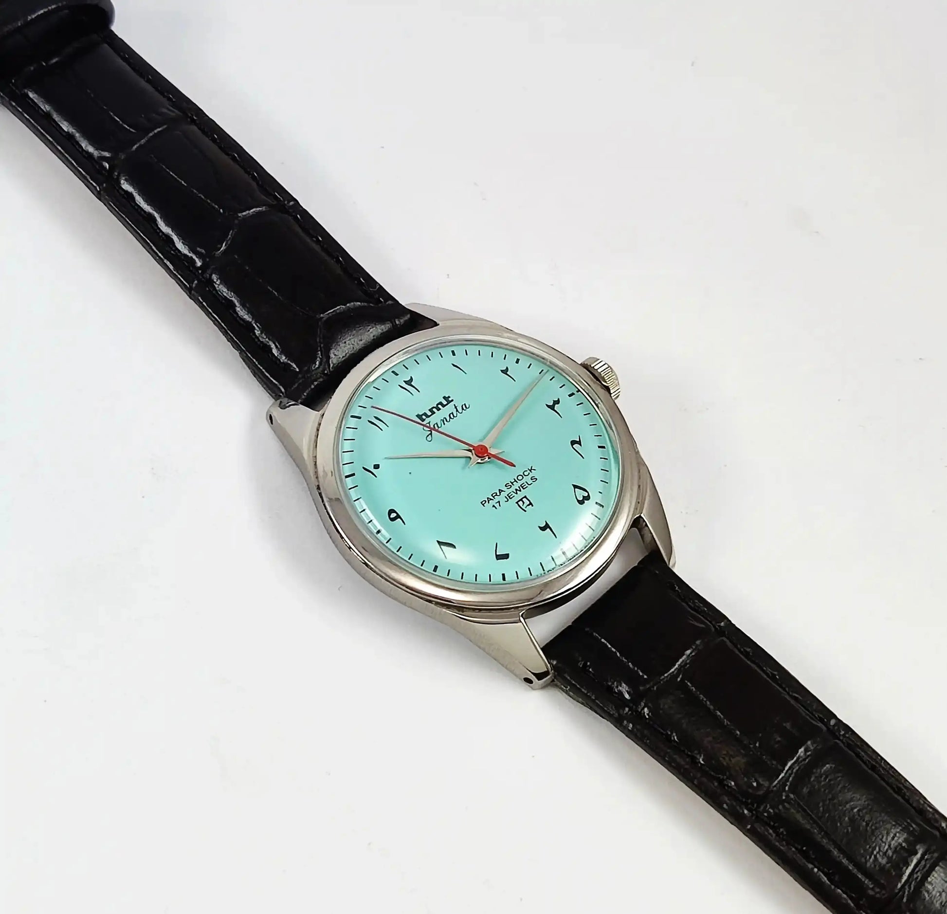 HMT Janata Arabic Font Para Shock 17 Jewels Turquoise Dial Handwinding Discover-Diamonds Physical