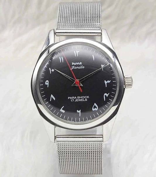 HMT Janata Arabic/Urdu Font Black Dial 17 Jewels 0231 Transparent Back Discover-Diamonds Physical