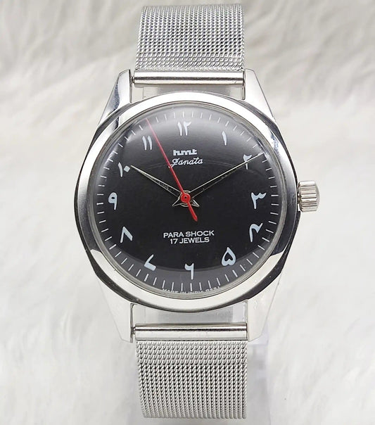 HMT Janata Arabic/Urdu Font Black Dial 17 Jewels 0231 Transparent Back Discover-Diamonds Physical