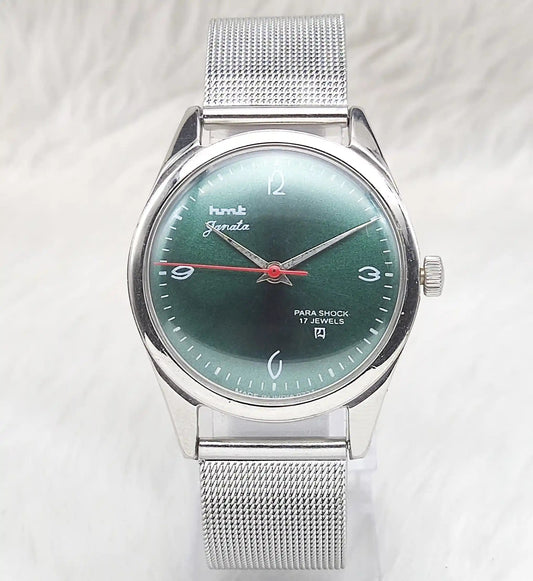 HMT Janata Green Dail Mechanical Handwinding 17 Jewels 0231 Discover-Diamonds Physical