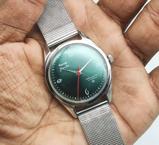 HMT Janata Green Dail Mechanical Handwinding 17 Jewels 0231 Discover-Diamonds Physical