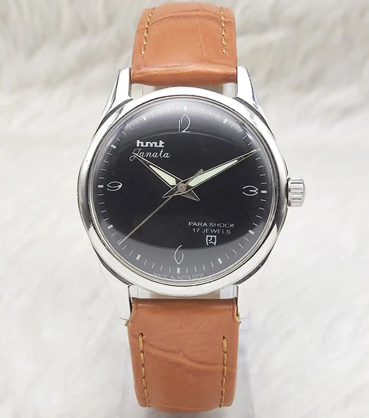 HMT Janata Black Dial English Numerals 17 Jewels Handwinding Men's Watch