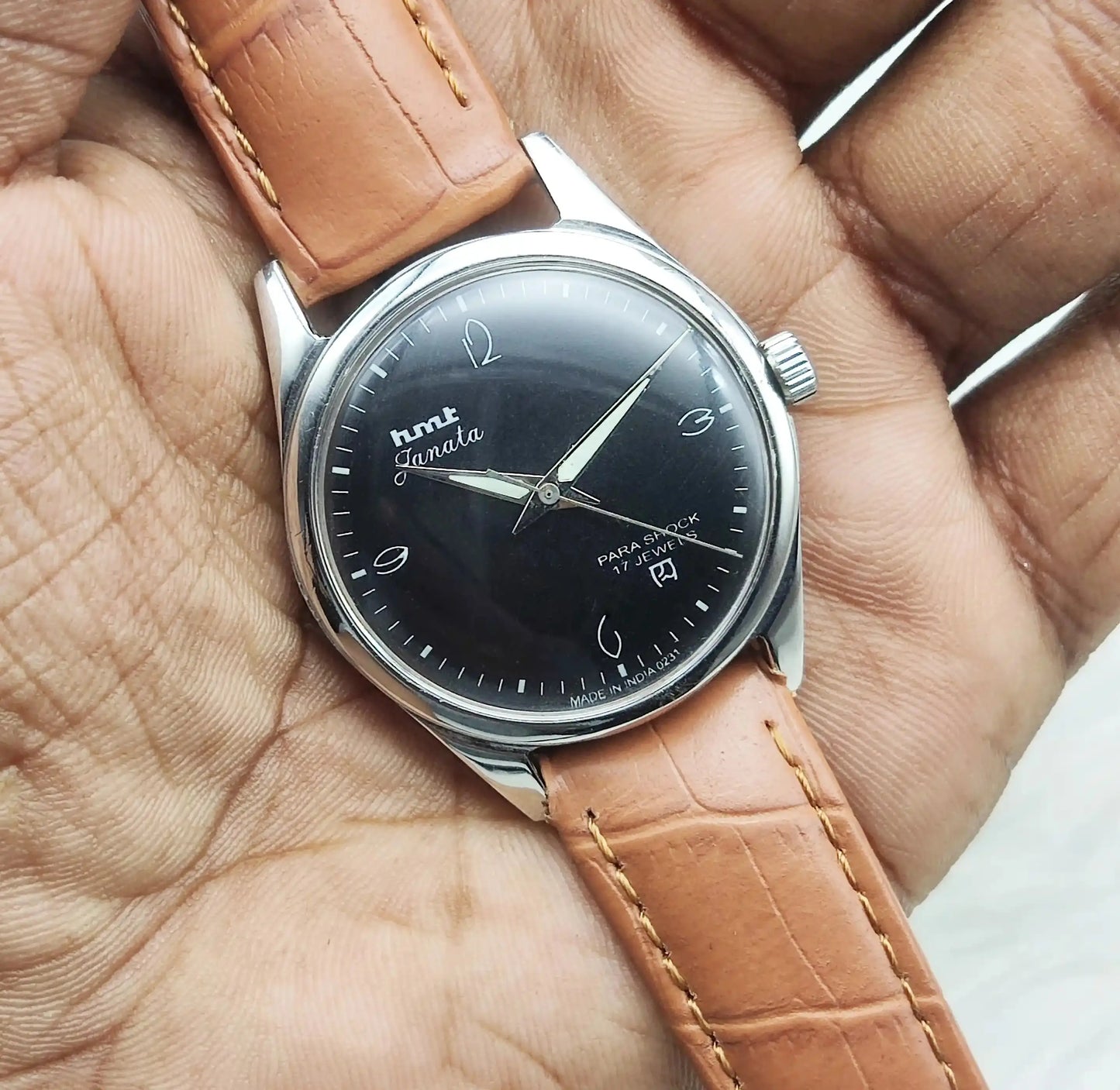 HMT Janata Black Dial English Numerals 17 Jewels Handwinding Men's Watch
