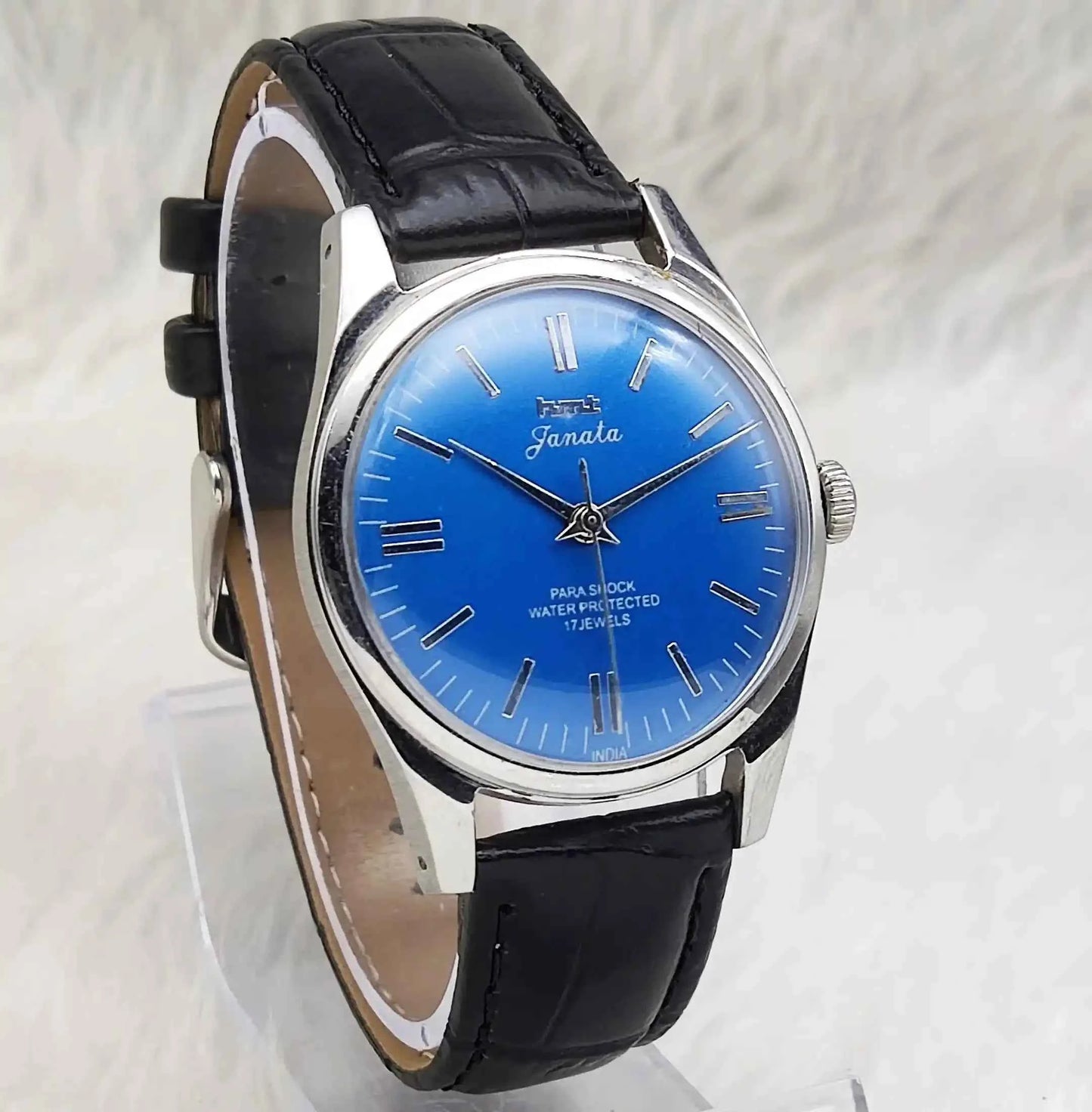 HMT Janata Blue Dail Handwinding Movement Para Shock 17 Jewels 0231