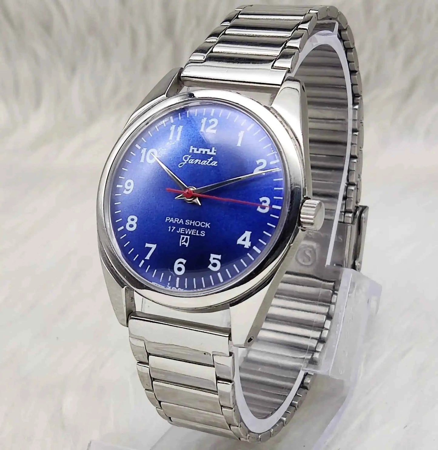 HMT Janata Blue English Numeral Dial Para Shock 17 Jewels Handwinding