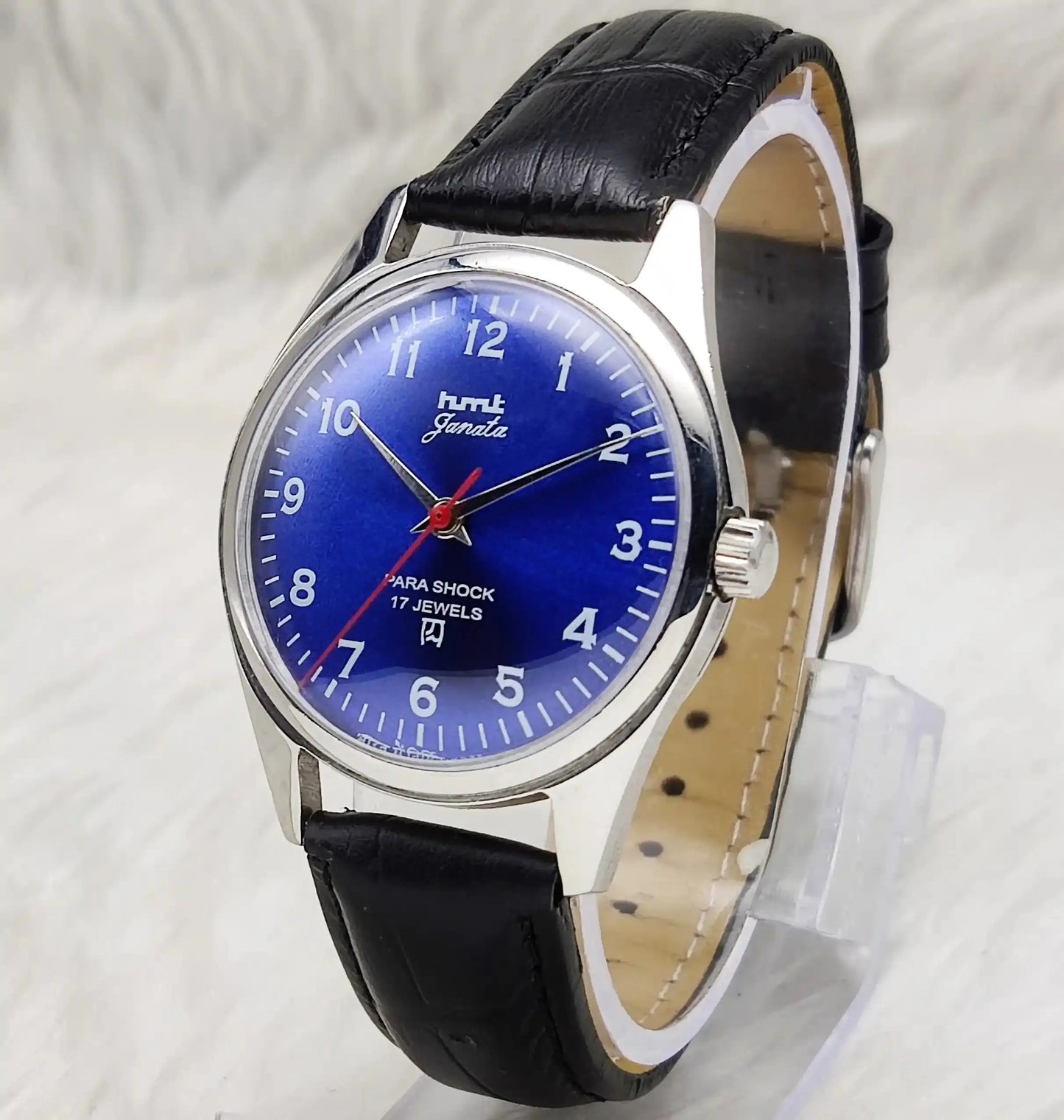 HMT Janata Blue English Numerals Dial Para Shock 17 Jewels Handwinding