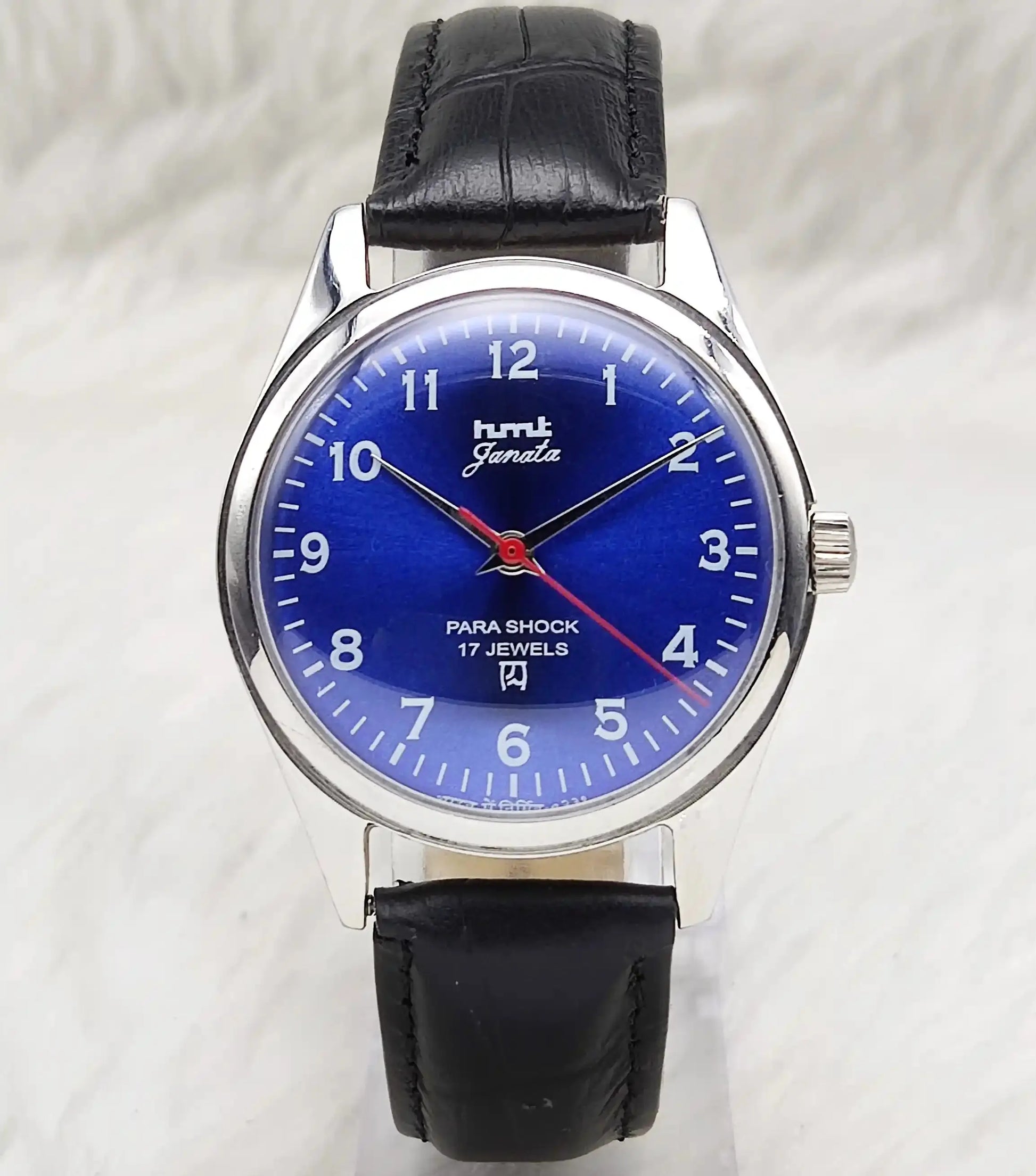 HMT Janata Blue English Numerals Dial Para Shock 17 Jewels Handwinding