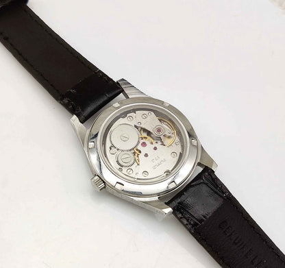 HMT Janata Devanagari Font Handwinding 17 Jewels Men's Watch White Dial Transparent Back