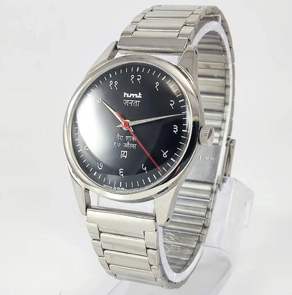 HMT Janata Devanagari Font Para Shock 17 Jewels Black Dial Mechanical Handwinding Discover-Diamonds Physical
