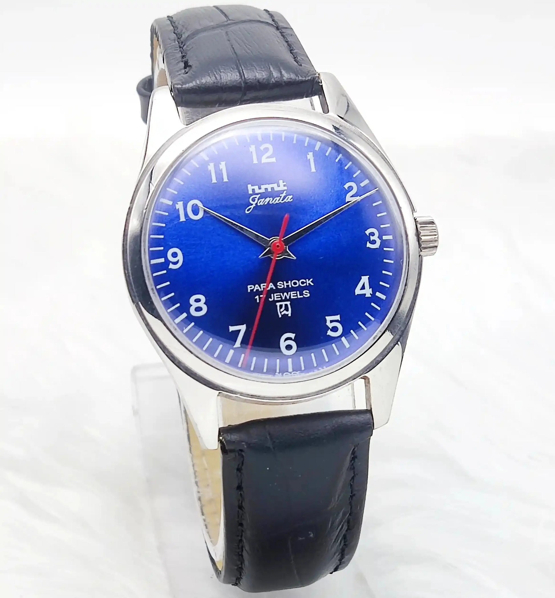 HMT Janata English 17 Jewels Para Shock Blue Dial Handwinding Discover-Diamonds Physical
