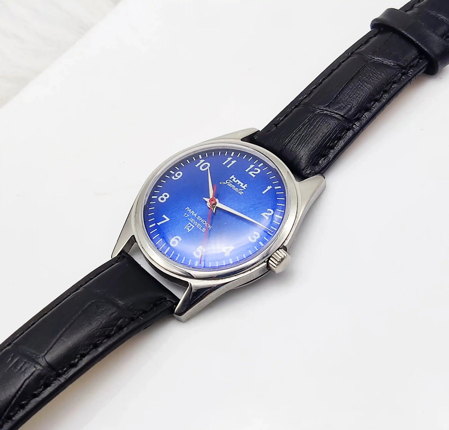 HMT Janata English 17 Jewels Para Shock Blue Dial Handwinding Discover-Diamonds Physical