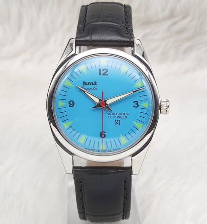 HMT Janata English Font Sky Blue Dail 17 Jewels Mechanical Handwinding 0231 Discover-Diamonds Physical
