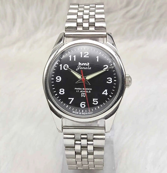 HMT Janata English Font Dail 17 Jewels Mechanical Handwinding 0231 Discover-Diamonds Physical