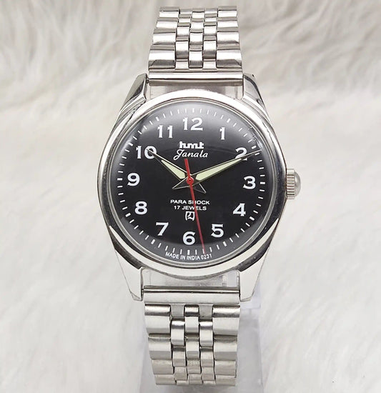 HMT Janata English Font Dail 17 Jewels Mechanical Handwinding 0231 Discover-Diamonds Physical