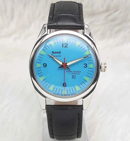 HMT Janata English Font Sky Blue Dail 17 Jewels Mechanical Handwinding 0231
