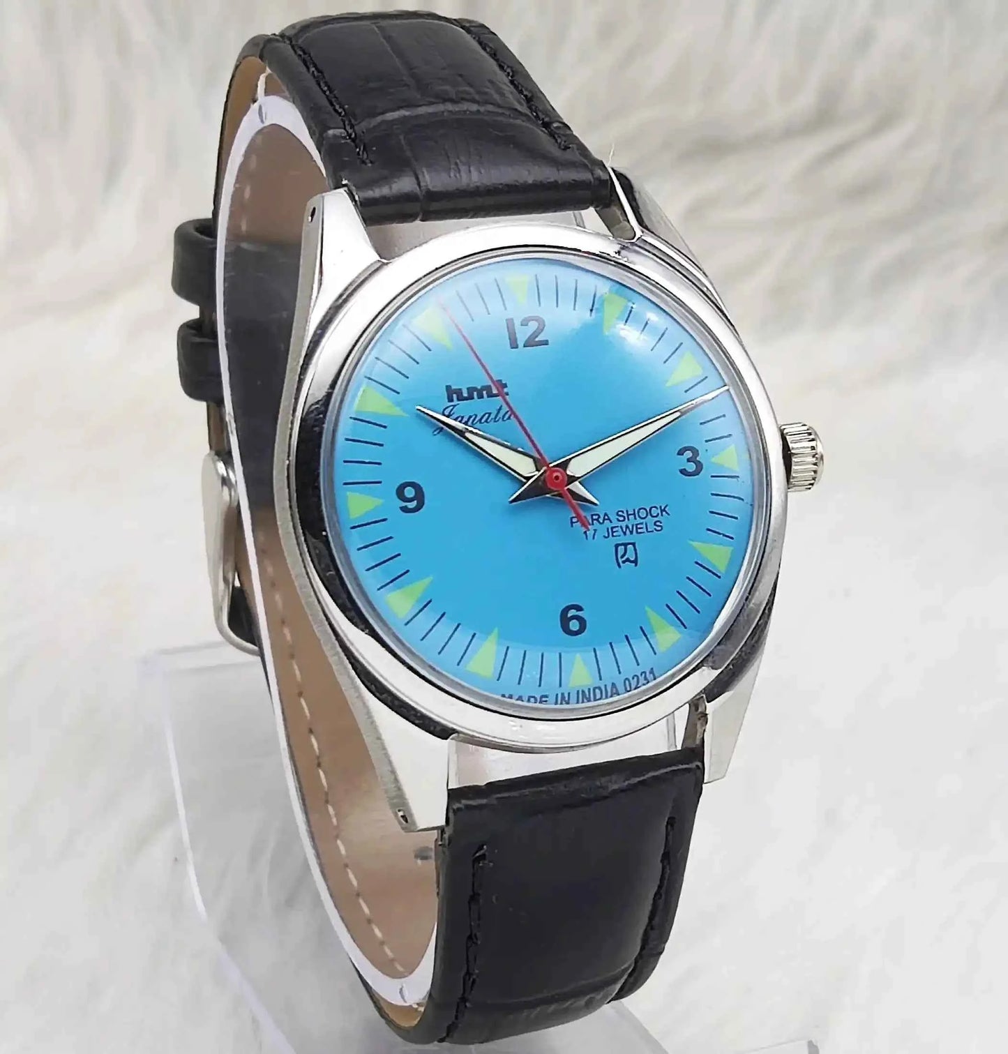HMT Janata English Font Sky Blue Dail 17 Jewels Mechanical Handwinding 0231