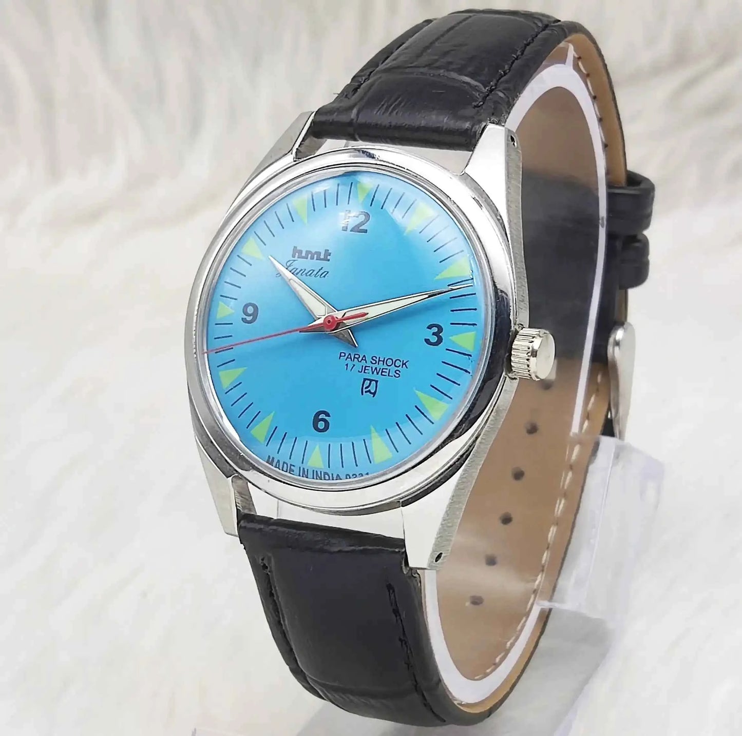 HMT Janata English Font Sky Blue Dail 17 Jewels Mechanical Handwinding 0231