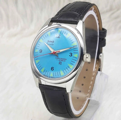 HMT Janata English Font Sky Blue Dail 17 Jewels Mechanical Handwinding 0231