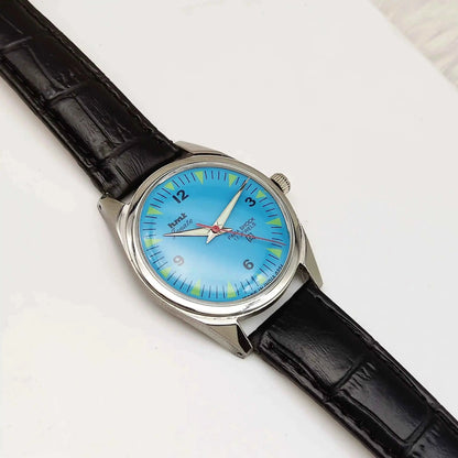 HMT Janata English Font Sky Blue Dail 17 Jewels Mechanical Handwinding 0231
