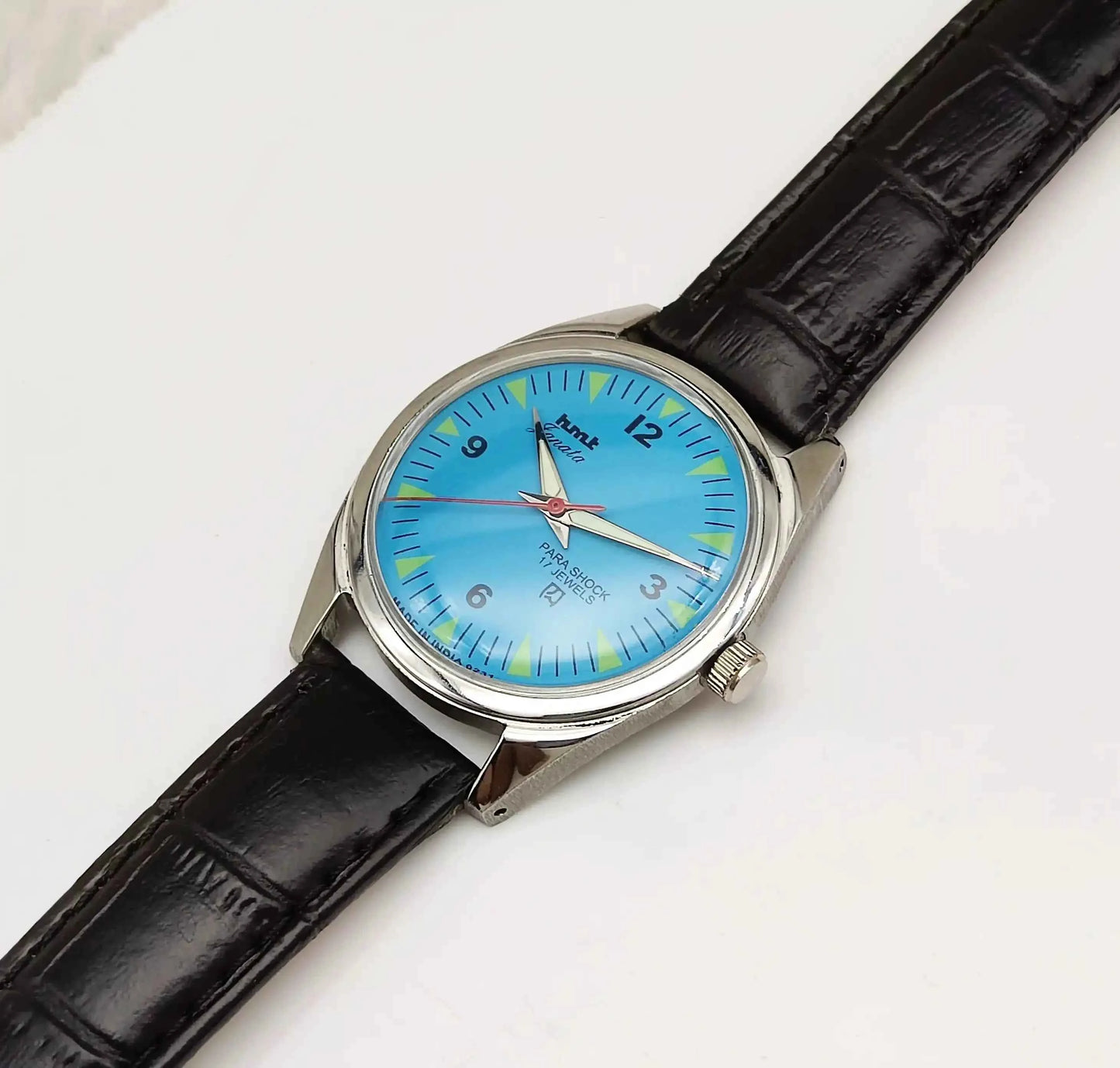 HMT Janata English Font Sky Blue Dail 17 Jewels Mechanical Handwinding 0231