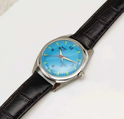 HMT Janata English Font Sky Blue Dail 17 Jewels Mechanical Handwinding 0231
