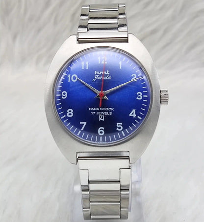 HMT Janata English Numerals 17 Jewels Blue Dial Handwinding