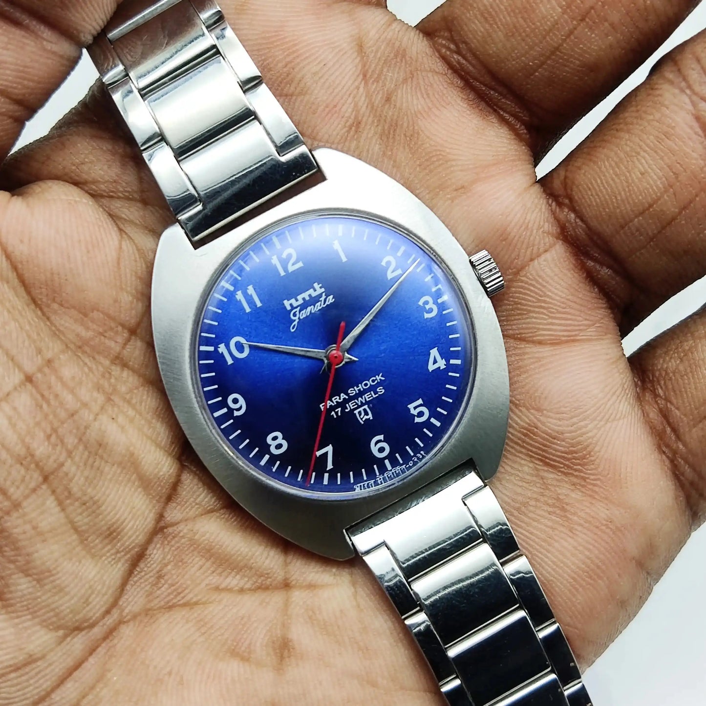 HMT Janata English Numerals 17 Jewels Blue Dial Handwinding