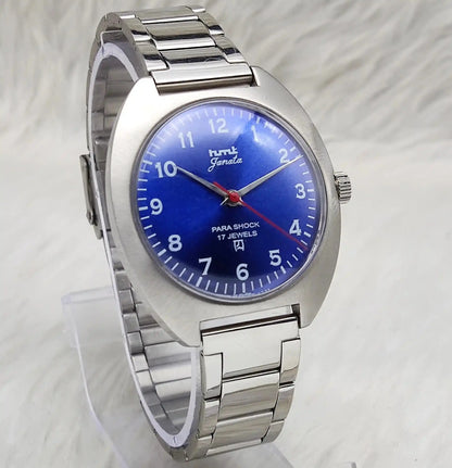 HMT Janata English Numerals 17 Jewels Blue Dial Handwinding