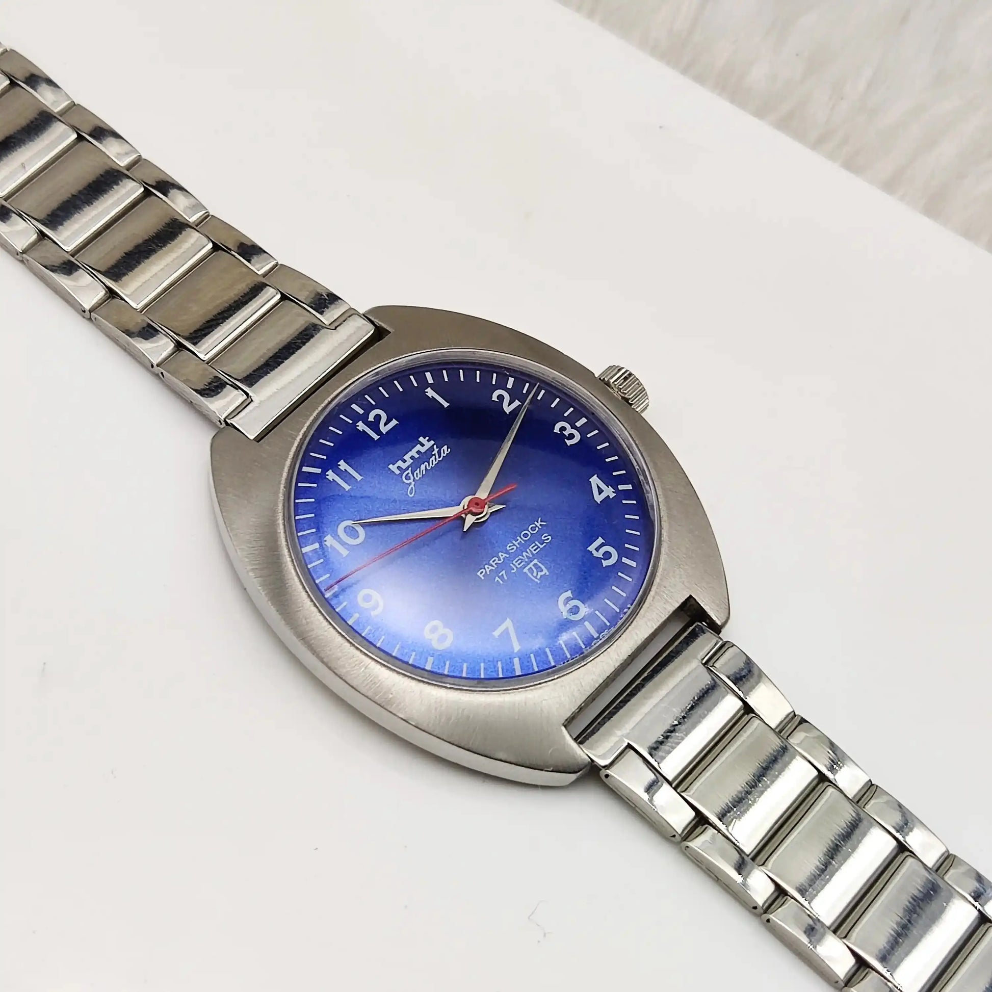 HMT Janata English Numerals 17 Jewels Blue Dial Handwinding