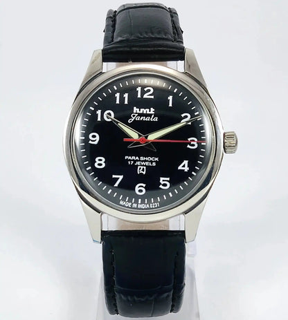 HMT Janata English Numerals Black Dial Para Shock 17 Jewels Discover-Diamonds Physical