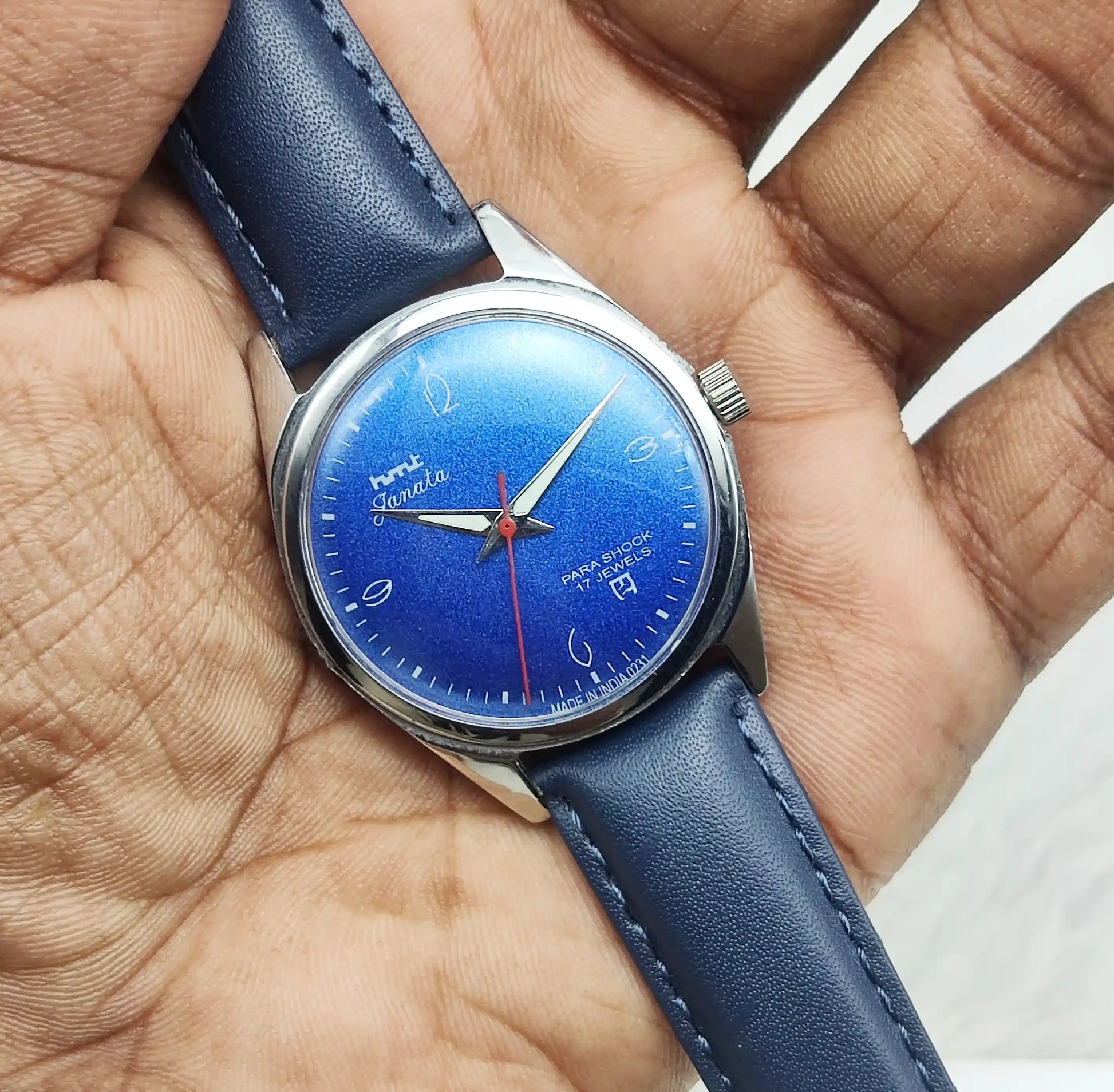 HMT Janata English Numerals Blue Dial Handwinding