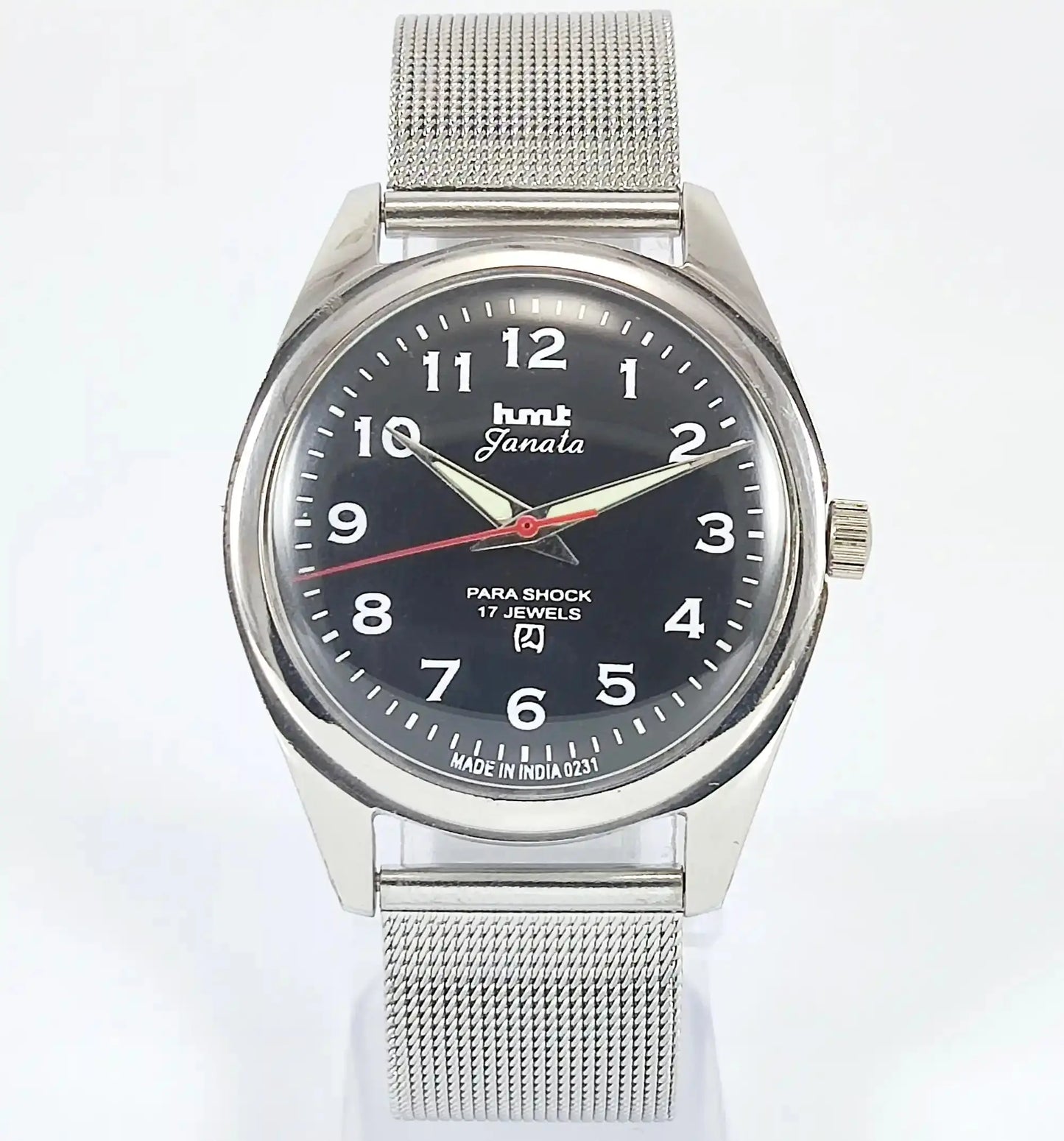 HMT Janata English Numerals Handwinding Black Dial Para Shock 17 Jewels Discover-Diamonds Physical