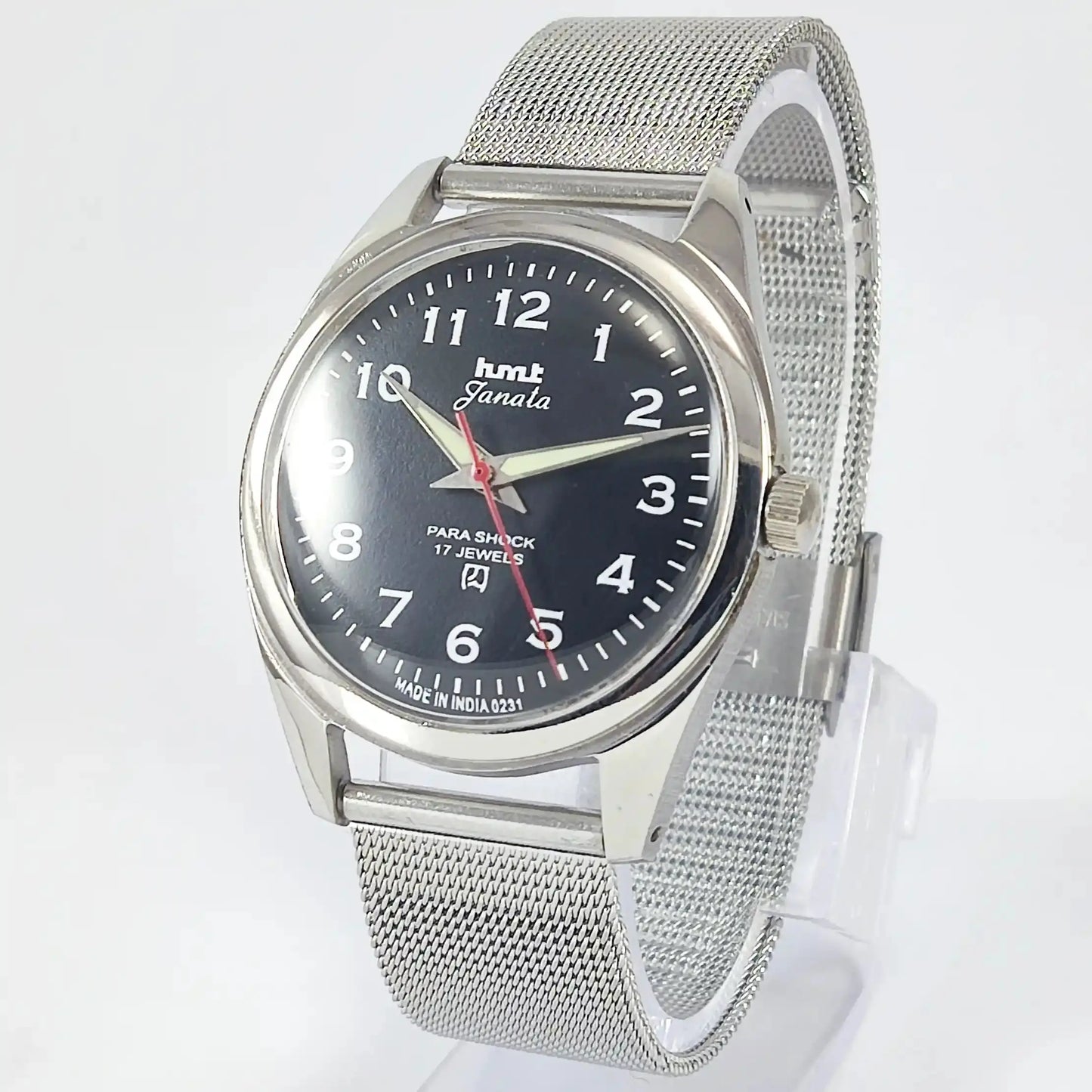 HMT Janata English Numerals Handwinding Black Dial Para Shock 17 Jewels Discover-Diamonds Physical