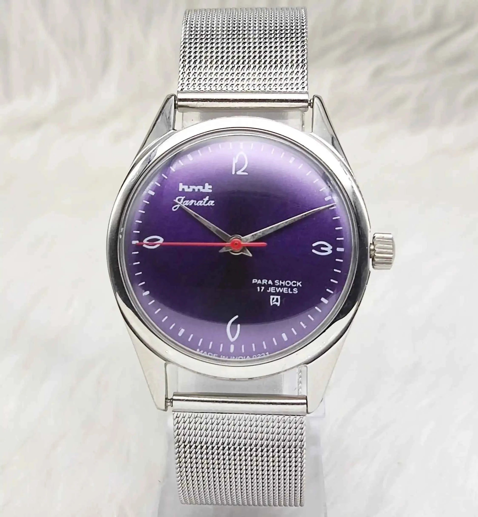 HMT Janata English Purple Dail 17 Jewels Mechanical Handwinding 0231