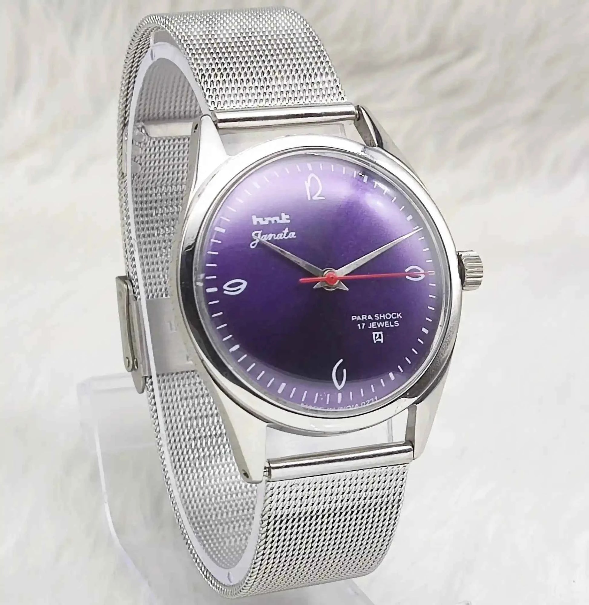 HMT Janata English Purple Dail 17 Jewels Mechanical Handwinding 0231