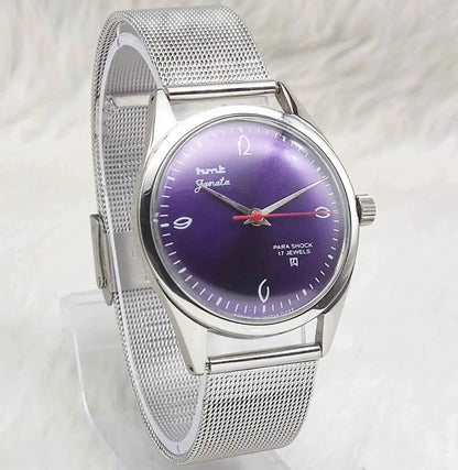 HMT Janata English Purple Dail 17 Jewels Mechanical Handwinding 0231