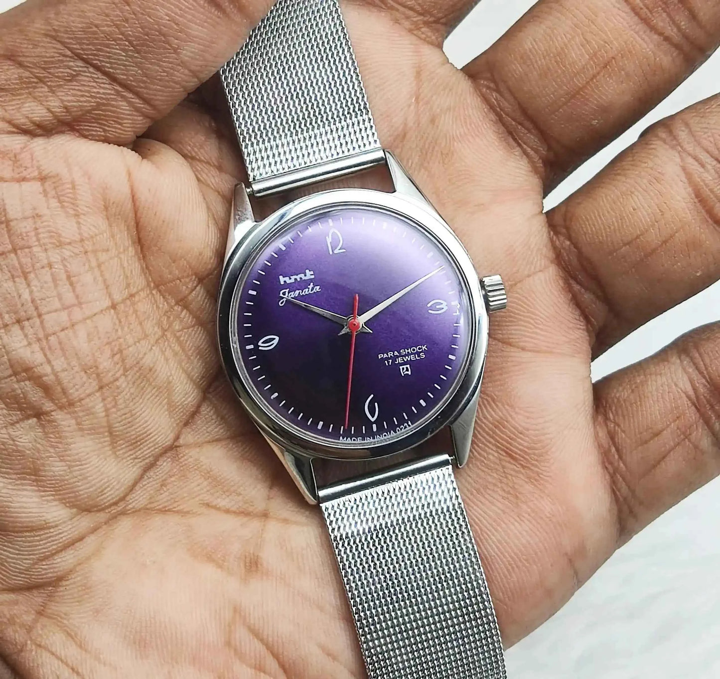 HMT Janata English Purple Dail 17 Jewels Mechanical Handwinding 0231